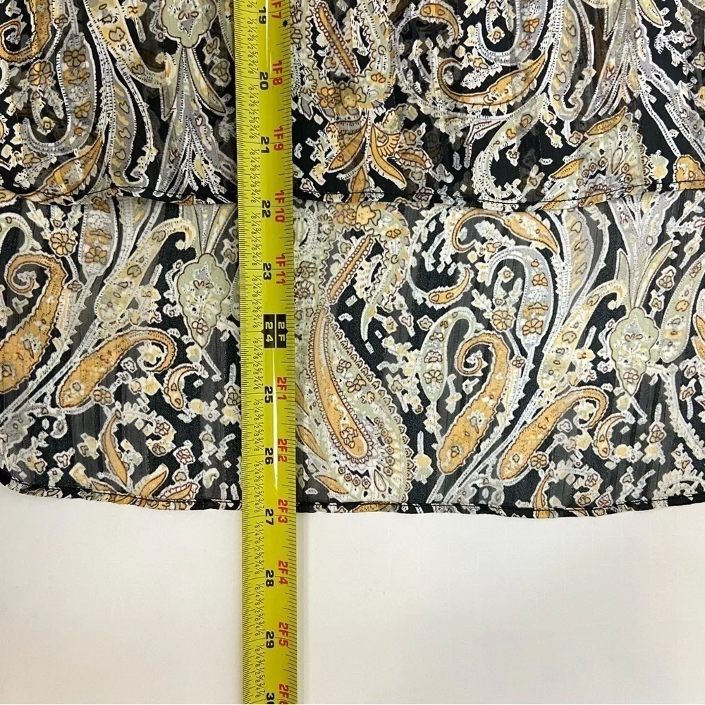 Elan Paisley Print Long Sleeve Chiffon Peasant Top Size S